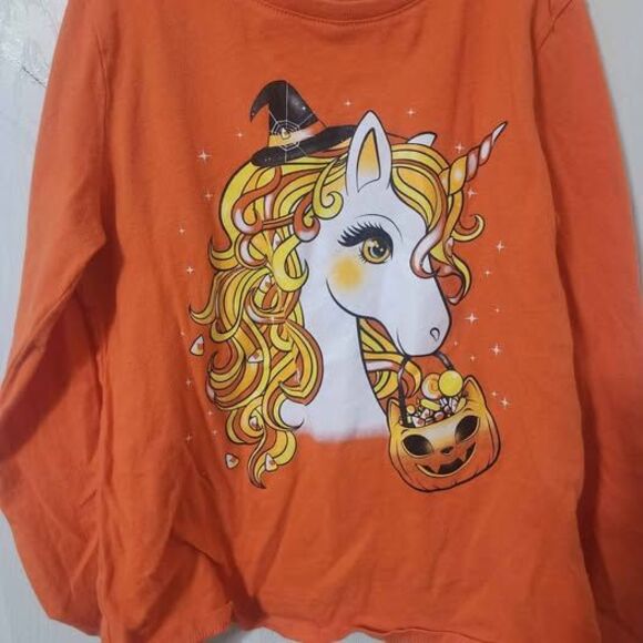 Girls unicorn Halloween Top size 7/8 - Picture 1 of 4